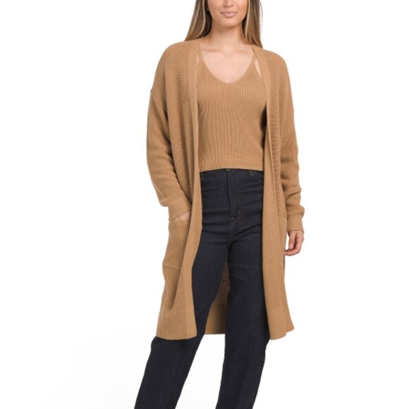 NEW FRYE 2pc Cardigan And Tank Set Tan 100% cotton 367mtn - Picture 1 of 2